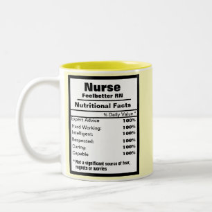 Tasse 2 Couleurs Infirmière amusante nutritionnelle Étiquette de ca