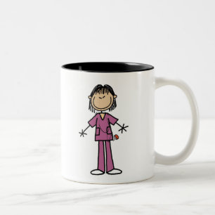 Tasse 2 Couleurs Infirmière asiatique féminine en bonhomme allumett