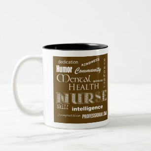 Tasse 2 Couleurs Infirmière-Brun de santé mentale