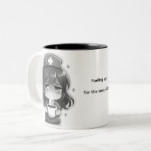 Tasse 2 Couleurs Infirmière Chibi Originale - Café avec Fatigue (Devant gauche)