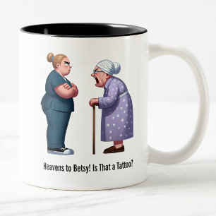 Tasse 2 Couleurs Infirmière Face-Off Avec Granny Fatigué