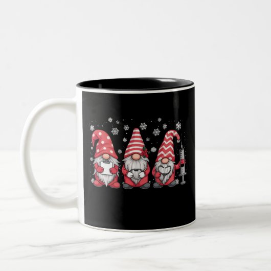Tasse 2 Couleurs Infirmière Noël Gnomes mignon Xmas Scrub (Gauche)