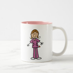 Tasse 2 Couleurs Infirmière Stick Figure Peau Moyenne Féminine