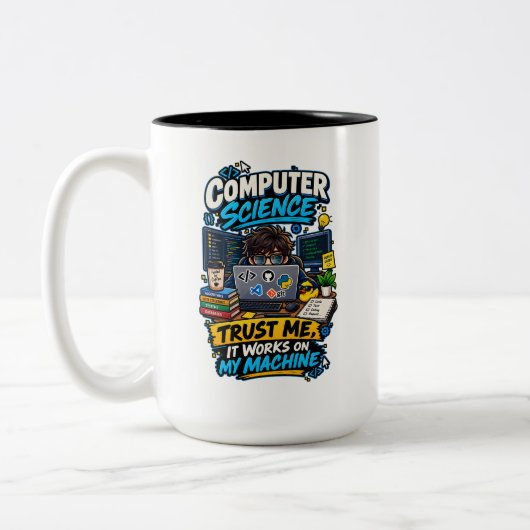 Tasse 2 Couleurs Informatique Humour Programmeur – Croyez-moi (Gauche)