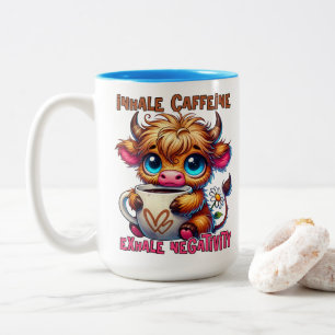 Tasse 2 Couleurs Inhaler la caféine, exhaler la négativité