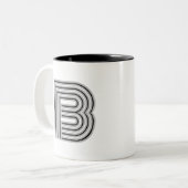 Tasse 2 Couleurs Initial Letter Monogram Black White Modern Stylish (Devant gauche)