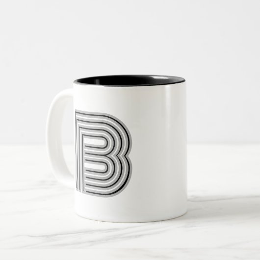 Tasse 2 Couleurs Initial Letter Monogram Black White Modern Stylish (Devant gauche)