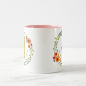 Tasse 2 Couleurs Initiale A Monogramme Floral Doré (Centre)