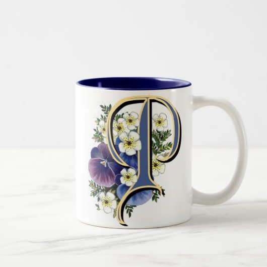 Tasse 2 Couleurs Initiale de pensée - P (Droit)