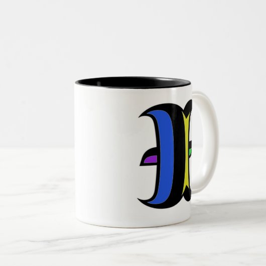 Tasse 2 Couleurs Initiale moderne I (Devant droit)