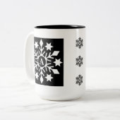 Tasse 2 Couleurs Initiale Noir Blanc Noir Feux de neige (Devant gauche)