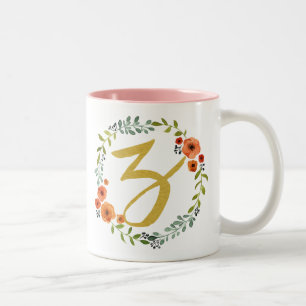 Tasse 2 Couleurs Initiale Z Monogrammée Or Botanique Vintage