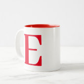 Tasse 2 Couleurs Initiales de Monogramme Rouge Moderne Personnalisé (Devant gauche)