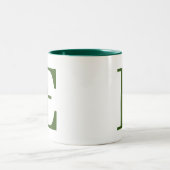 Tasse 2 Couleurs Initiales de monogramme vert moderne élégant perso (Centre)