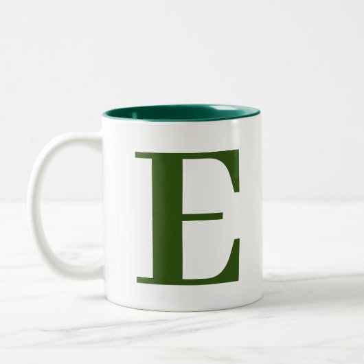 Tasse 2 Couleurs Initiales de monogramme vert moderne élégant perso (Gauche)