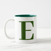 Tasse 2 Couleurs Initiales de Monogramme Vert Moderne Sur Mesure (Gauche)