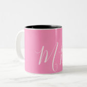 Tasse 2 Couleurs initiales de nom monogramme rose et blanc (Devant gauche)