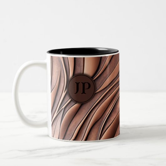 Tasse 2 Couleurs Initiales de vague en cuivre 3D cool (Gauche)