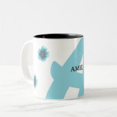 Tasse 2 Couleurs Initiales monogrammes personnalisées, nom, image (Devant gauche)