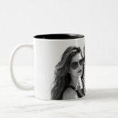 Tasse 2 Couleurs Initiales photo personnalisées et gros monogrammes (Gauche)