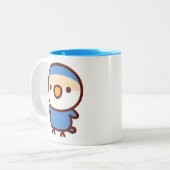 Tasse 2 Couleurs Inséparable à face de pêche violette (Devant gauche)