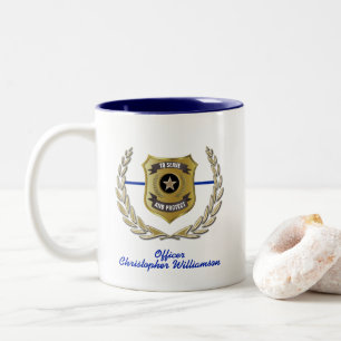 Tasse 2 Couleurs Insigne de policier personnalisé