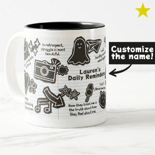Tasse 2 Couleurs Inspirations quotidiennes Doodle Collage Nom perso