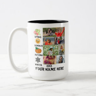 Tasse 2 Couleurs Instagram personnalisé 8 photo collage année saiso