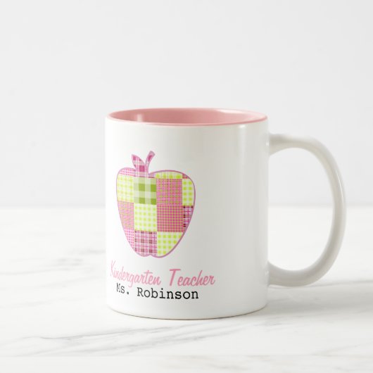 Tasse 2 Couleurs Institutrice gardienne d'Apple de plaid (Droit)
