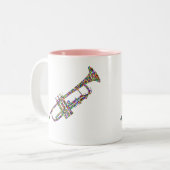 Tasse 2 Couleurs instrument musical de trompette funky (Devant gauche)