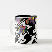 Tasse 2 Couleurs "Invasion" Art Abstrait (Devant gauche)