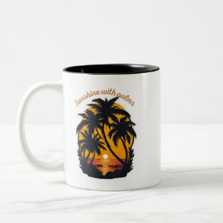 Tasse 2 Couleurs Invitations Soleil & Palmiers – Élégance Tropicale