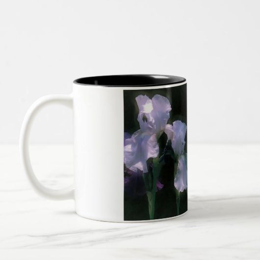 Tasse 2 Couleurs Iris blancs en fleurs au clair de lune (Gauche)