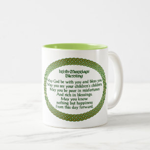 Tasse 2 Couleurs Irlandais mariage bénédiction, or et Mariage vert