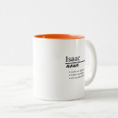 Tasse 2 Couleurs Isaac, Garçon Nom Personnalisé Définition (Devant droit)