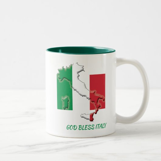 Tasse 2 Couleurs ITALIE CARTE DES DRAPEAUX Écritures Customisées (Droit)