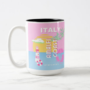 Tasse 2 Couleurs Italie Travel art, Côte d'Amalfi, Preppy, Rose
