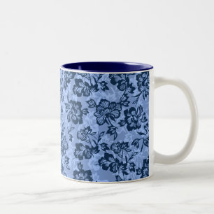 Tasse 2 Couleurs Iwalani Vintage Hawaïen Fleurs Bleues