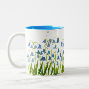 Tasse 2 Couleurs Jacinthes bleues florale Nature Botanique Joli