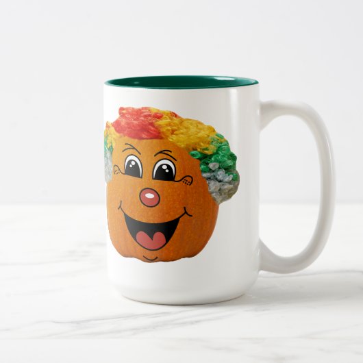 Tasse 2 Couleurs Jack o' Lantern Clown Face, Citrouille d'Halloween (Droit)