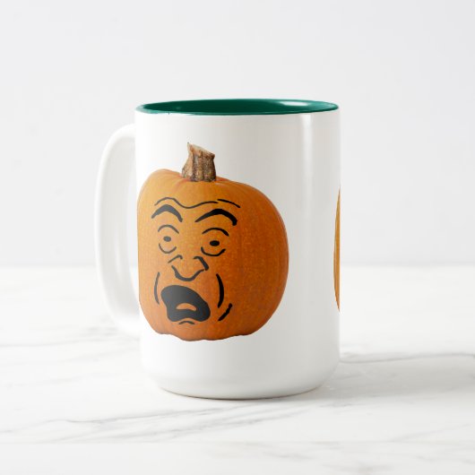 Tasse 2 Couleurs Jack o' Lantern face effrayé, Citrouille d'Hallowe (Devant gauche)