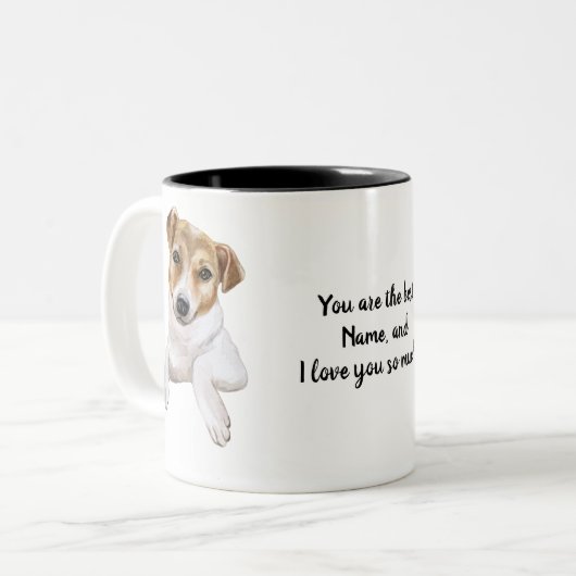 Tasse 2 Couleurs Jack Russell, je t'aime, (Devant gauche)