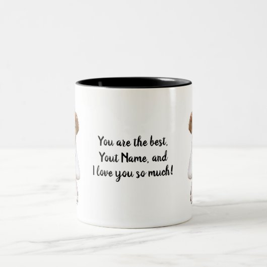 Tasse 2 Couleurs Jack Russell L Je t'aime l Personnaliser, (Centre)