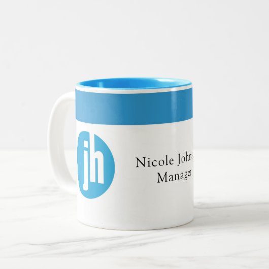 Tasse 2 Couleurs Jackson Hewitt Blue Monogram (Devant gauche)