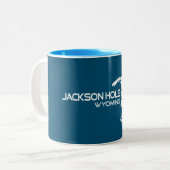 Tasse 2 Couleurs Jackson Hole Wyoming Snowboardeur (Devant gauche)
