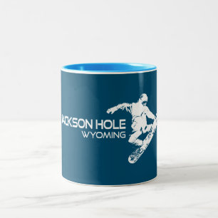 Tasse 2 Couleurs Jackson Hole Wyoming Snowboardeur