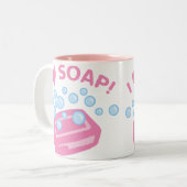 Tasse 2 Couleurs J'adore le savon (Devant gauche)