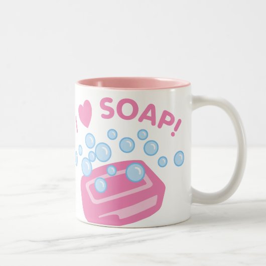 Tasse 2 Couleurs J'adore le savon (Droit)