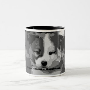 Tasse 2 Couleurs J'adore les chiens de berceau islandais...
