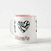 Tasse 2 Couleurs J'adore les zèbres (Devant gauche)